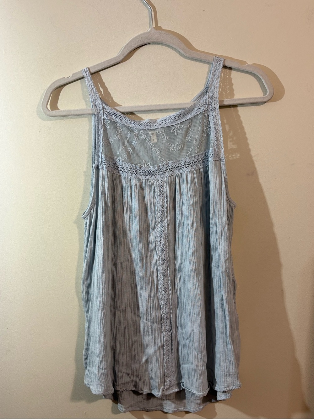 Maurice’s Light blue lace Summer Tank Top Boho women’s Large Sleeveless Top